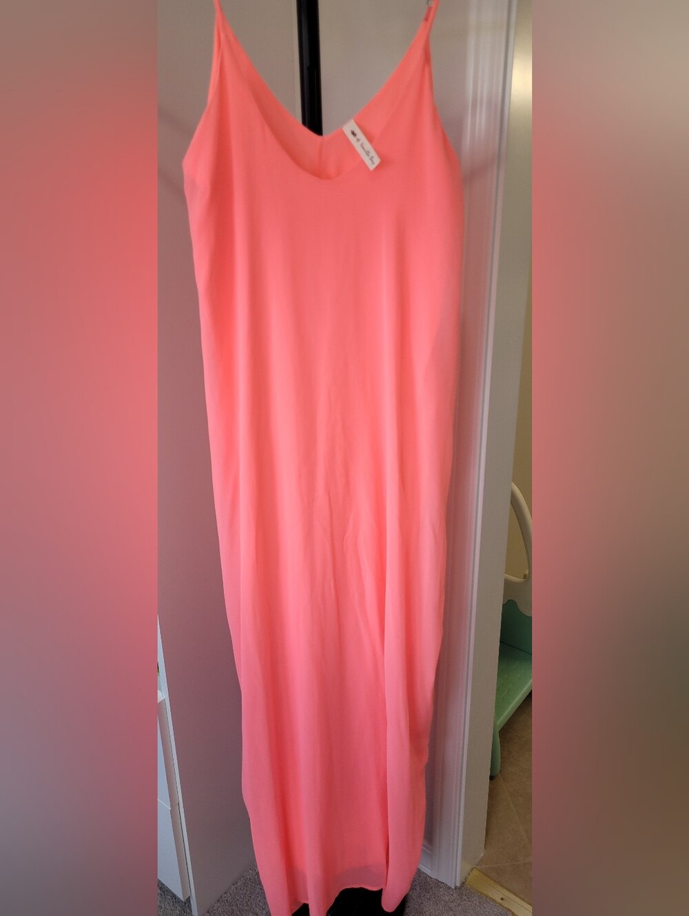 Vanilla Bay Coral-Pink Spaghetti Strap Maxi Dress